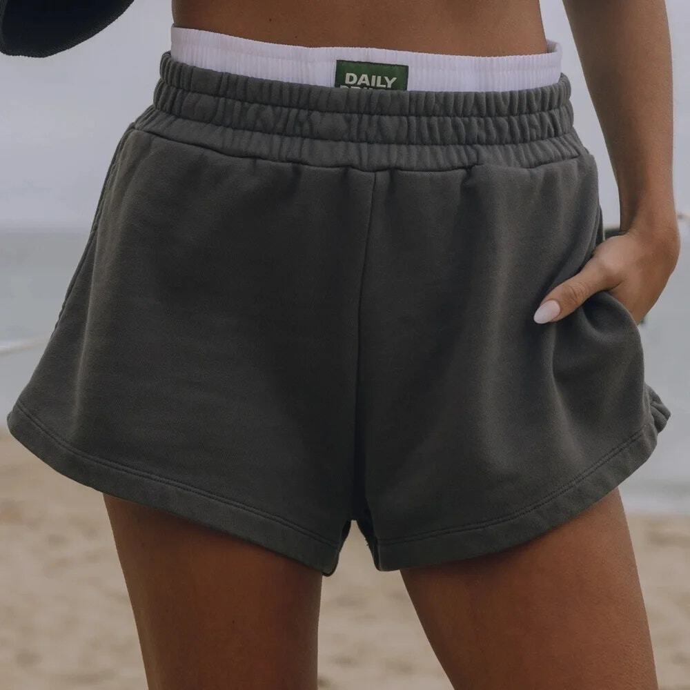Daily Drills Double Elastic Waist Boxer Super Shorts Dark Charcoal Gray XS/S